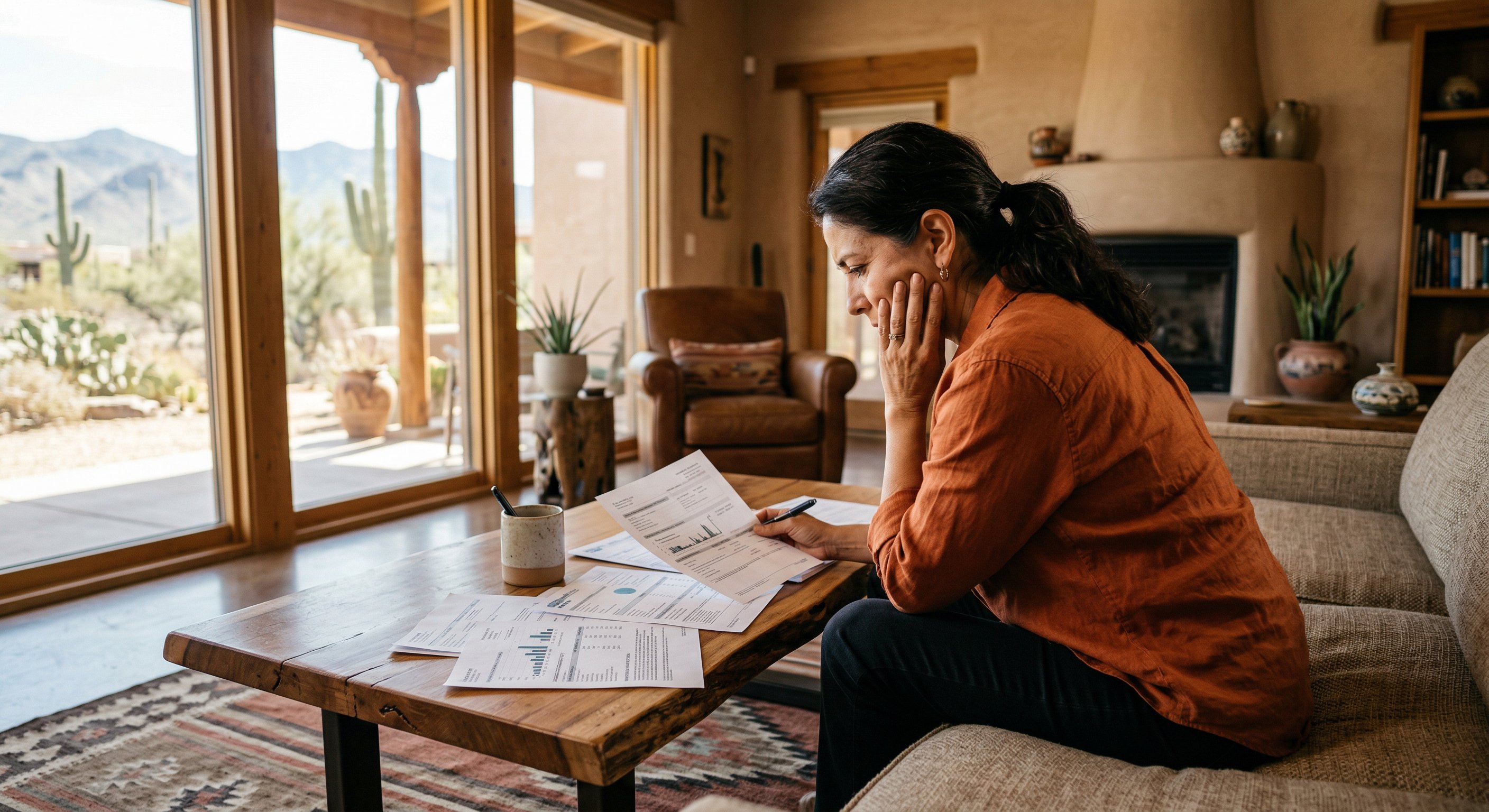 Homeowner reviewing an AC replacement quote on a tablet