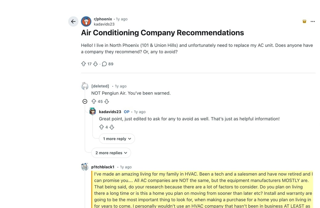 r/phoenix thread about Emergency Air and Semper Fi